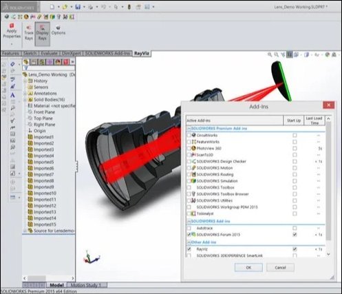RayViz™ in Solidworks®: Tools > Add-ins