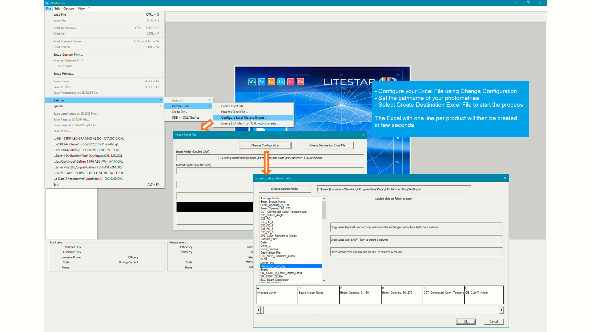 Batcher Plus - Configura File Excel per Export …